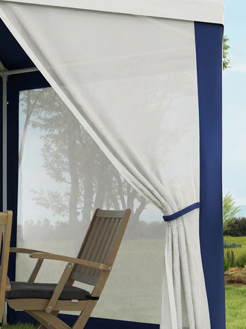 13' x 11' Outdoor Party Tent, Hexagon Sun Shade Shelter Canopy w/ Protective Mesh Sidewalls, Ropes & Stakes