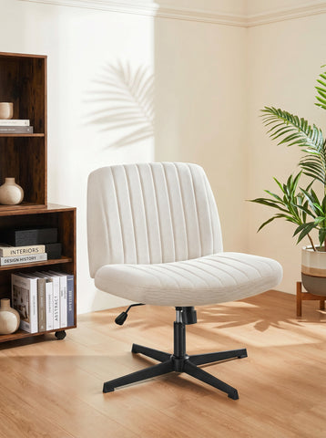[World Cup 2026]Cross-Legged Chair No Wheels Armless Swivel Home Office Chair