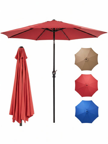 [World Cup 2026]Outdoor Patio Umbrella With Push Button Tilt And Crank Market Umbrella 8 Sturdy Ribs Uv Protection Waterproof For Garden Backyard