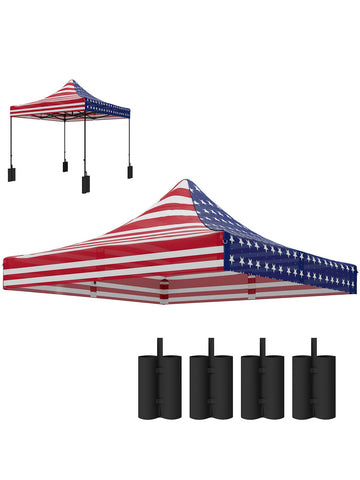 10' x 10' Replacement Canopy Top for Pop Up Canopy Tent with 4 Sand Bags, UPF50+ Protection