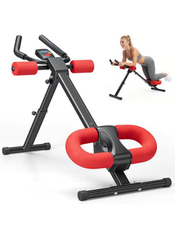 Adjustable abdominal training machine, featuring 2 incline angles and 5 height adjustment levels, equipped with a liquid crystal display and foldable