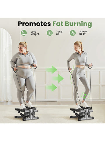Mini Stepper with Resistance Bands, Portable Full Body Workout Stepper Machine Adjustable Foot Stepper for Fitness