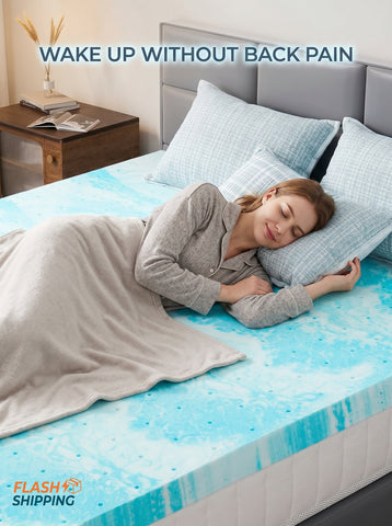 [World Cup 2026]Memory Foam Cooling Gel Swirl Infused Bed Topper for Back Pain