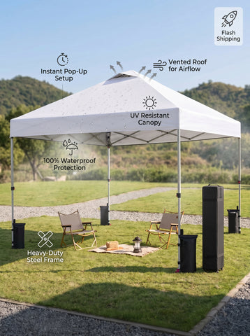 10x10 feet retractable tent, portable outdoor shelter, suitable for beaches, events, camping