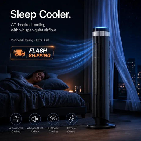 Silent Upright Fan 15-Speed Floor-Standing Fan, With Touch Control And LED Lights