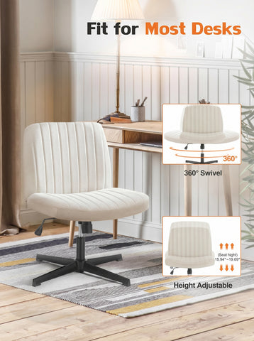 [World Cup 2026]Cross-Legged Chair No Wheels Armless Swivel Home Office Chair