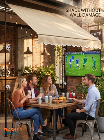 10' x 4' Manual Retractable Awning, Non-Screw Patio Awning, UV Resistant, for Window or Door