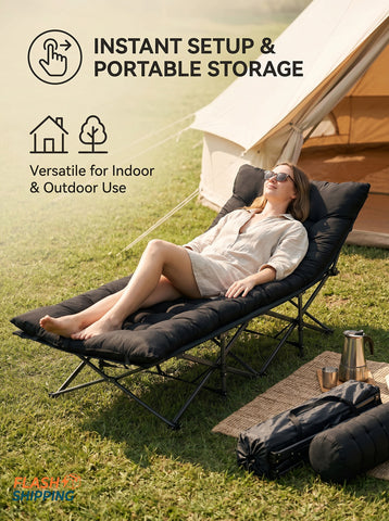 [World Cup 2026]Foldable Camping Bed With Mattress Sturdy And Durable Folding Bed
