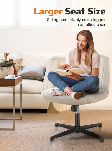 [World Cup 2026]Cross-Legged Chair No Wheels Armless Swivel Home Office Chair