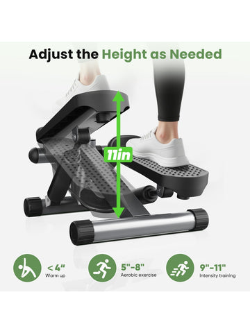 Mini Stepper with Resistance Bands, Portable Full Body Workout Stepper Machine Adjustable Foot Stepper for Fitness