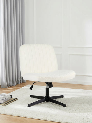 [World Cup 2026]Cross-Legged Chair No Wheels Armless Swivel Home Office Chair