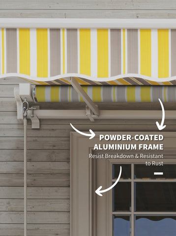 12' x 10' Manual Retractable Awning Outdoor Sunshade Shelter with Adjustable & Versatile Design