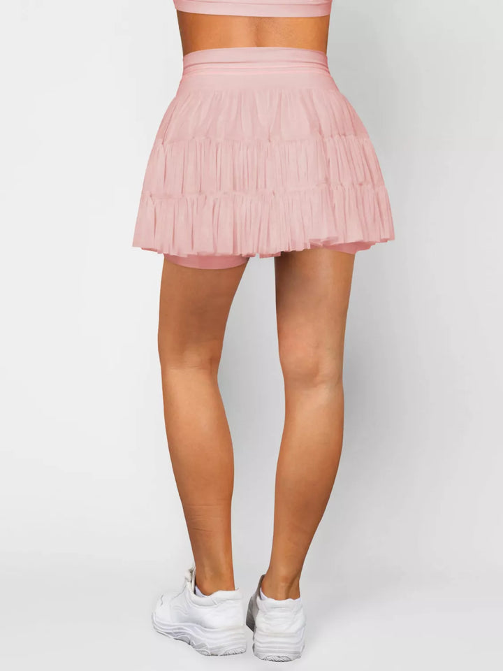 Tiered Skort with Drawstring