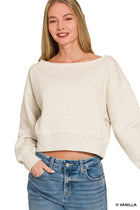 Zenana Fleece Boat-neck Sweatshirt