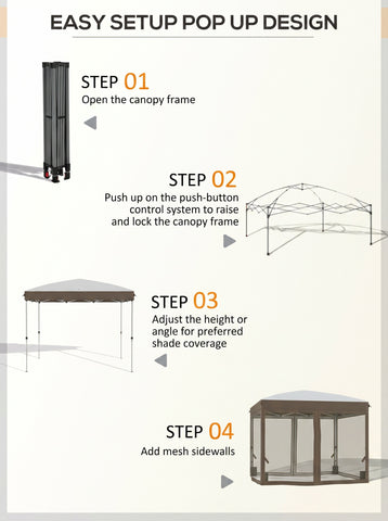 10' x 10' Pop Up Canopy Tent with Netting, Instant Sun Shelter, Tents for Parties, Height Adjustable, with Wheeled Carry Bag and 4 Sand Bags for Outdoor, Garden, Patio