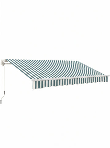 12' x 10' Manual Retractable Awning Outdoor Sunshade Shelter with Adjustable & Versatile Design