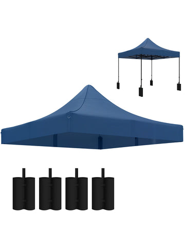 10' x 10' Replacement Canopy Top for Pop Up Canopy Tent with 4 Sand Bags, UPF50+ Protection