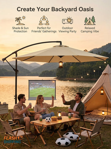 10' Cantilever Tilt Offset Patio Umbrella w/ UV & Water Safe Material & Cross Base (Weight Not Included)