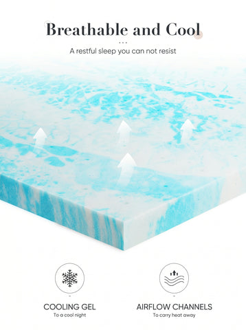 [World Cup 2026]Memory Foam Cooling Gel Swirl Infused Bed Topper for Back Pain