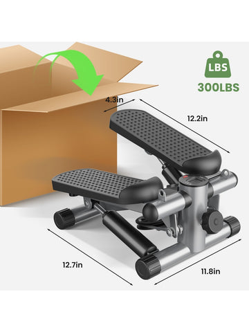 Mini Stepper with Resistance Bands, Portable Full Body Workout Stepper Machine Adjustable Foot Stepper for Fitness