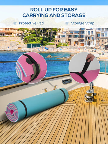 10' x 5' Floating Water Mat, 3-Layer Swimming Pool Float Ultimate Super-Sized Portable Foam Raft, Thick and Durable Water Activities Mat for Lake, Oceans