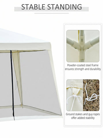 10'x10' Outdoor Party Tent Canopy with Mesh Sidewalls, Patio Gazebo Sun Shade Screen Shelter
