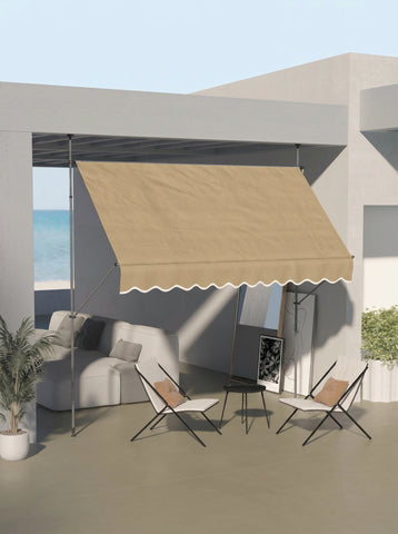 10' x 4' Manual Retractable Awning, Non-Screw Patio Awning, UV Resistant, for Window or Door