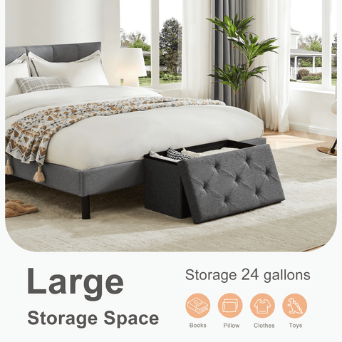 Storage Ottoman with Thicker Foam Padded Seat, Folding Foot Rest for Living Room End of Bed Bench