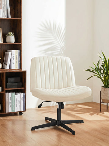 [World Cup 2026]Cross-Legged Chair No Wheels Armless Swivel Home Office Chair