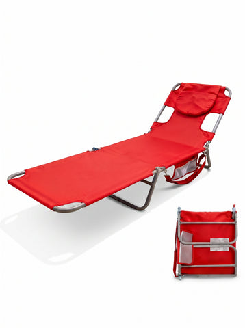 Foldable and adjustable lounge chair, portable beach chair, equipped with backpack straps and side pockets