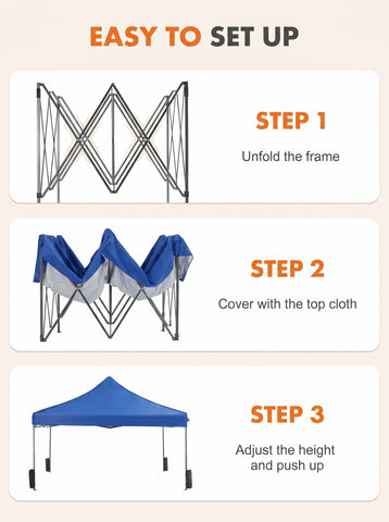 [World Cup 2026]10x10ft Pop Up Canopy Tent Easy Setup Outdoor Shade Instant Portable Sun Shelter Canopy Tent for Parties Camping Beach