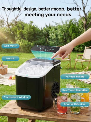 [World Cup 2026]Desktop Ice Maker With Movable Handle Can Produce 9 Ice Balls In 6 To 8 Minutes Equipped With A Basket And A Spoon