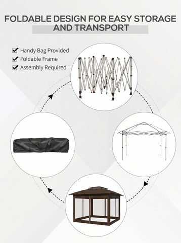 12' x 12' Pop Up Canopy Tent with Netting and Carry Bag, Instant Sun Shelter with 137 sq.ft Shade