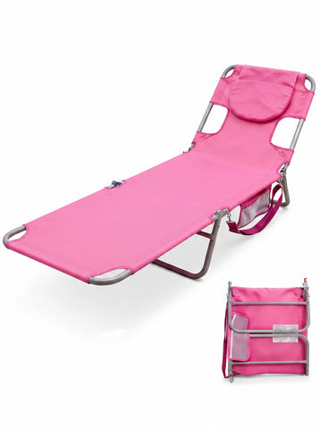 Foldable and adjustable lounge chair, portable beach chair, equipped with backpack straps and side pockets