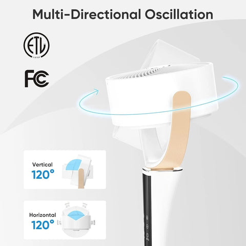 Silent Upright Fan 15-Speed Floor-Standing Fan, With Touch Control And LED Lights