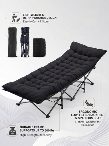 [World Cup 2026]Foldable Camping Bed With Mattress Sturdy And Durable Folding Bed
