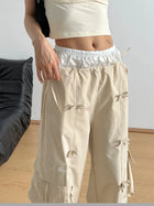 Cargo Wide Leg Pants with Bow Tie Details