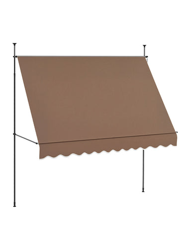 10' x 4' Manual Retractable Awning, Non-Screw Patio Awning, UV Resistant, for Window or Door