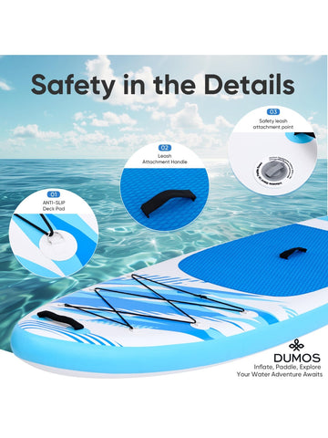 An inflatable stand-up kayak, equipped with anti-slip deck, durable high-quality materials and complete kayak accessories