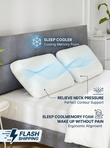 Memory foam pillow, detachable washable pillowcase, odorless, ergonomic pillow, full sleeping position, cervical support pillow