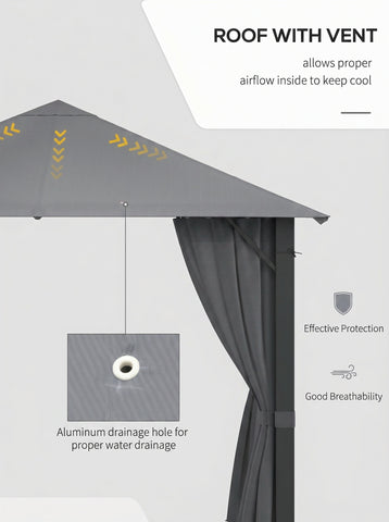 10' x 10' Patio Gazebo, Outdoor Gazebo Canopy Shelter with Netting & Curtains, Vented Roof, for Garden, Lawn, Backyard and Deck