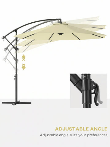 10' Cantilever Tilt Offset Patio Umbrella w/ UV & Water Safe Material & Cross Base (Weight Not Included)