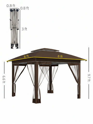 12' x 12' Pop Up Canopy Tent with Netting and Carry Bag, Instant Sun Shelter with 137 sq.ft Shade