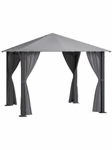 10' x 10' Patio Gazebo, Outdoor Gazebo Canopy Shelter with Netting & Curtains, Vented Roof, for Garden, Lawn, Backyard and Deck