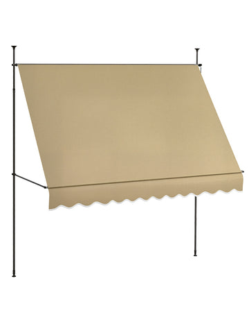 10' x 4' Manual Retractable Awning, Non-Screw Patio Awning, UV Resistant, for Window or Door