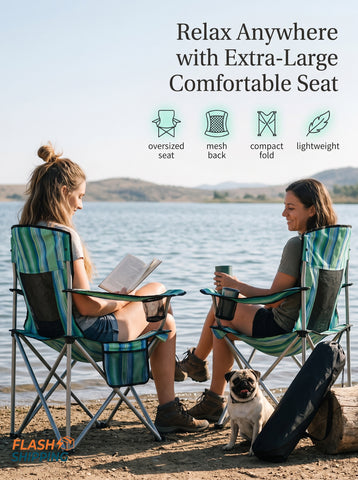 [World Cup 2026]Camping Chair Portable Folding Outdoor Chair With Armrests Cup Holder And Carrying Bag Foldable Chair For Camping Beach And More