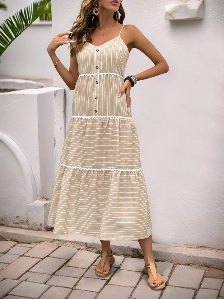 Striped V-Neck Cami Dress