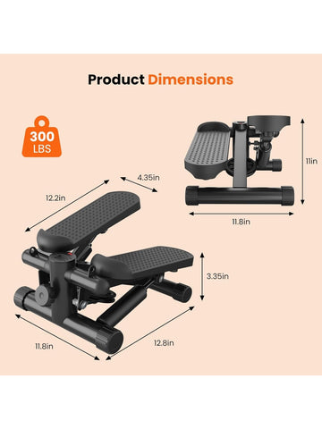 Mini Stepper with Resistance Bands, Portable Full Body Workout Stepper Machine Adjustable Foot Stepper for Fitness
