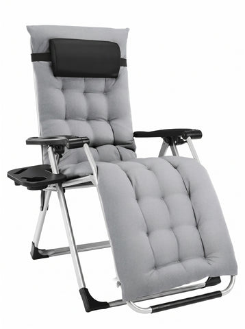 [World Cup 2026]Zero Gravity Chair Reclining Camping Lounge Chair for Indoor Reclining Patio Chairs with Cup Holder Trays and Removable Cushion