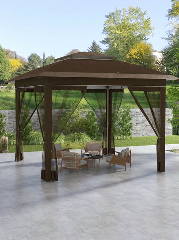 12' x 12' Pop Up Canopy Tent with Netting and Carry Bag, Instant Sun Shelter with 137 sq.ft Shade